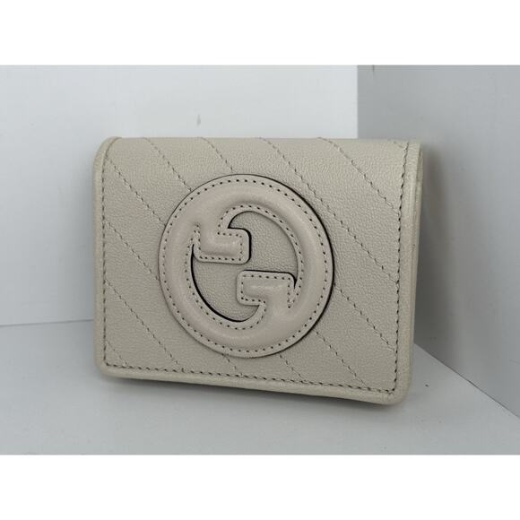 GUCCI Sakai Be Green Calfskin Diagonal Stitched Blondie Card Case Wallet - Picture 1 of 16